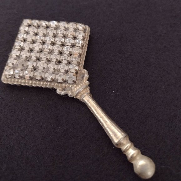 Elegant Golden Metal Rhinestone Pocket Mirror - Picture 2 of 3